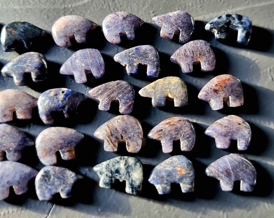 Crystal Iolite Bear Beads