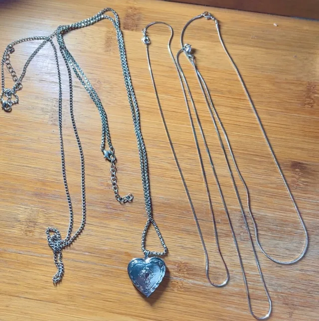 Women’s Silver-Tone Necklace Bundle - Locket & 4 Chains image indicator(4)