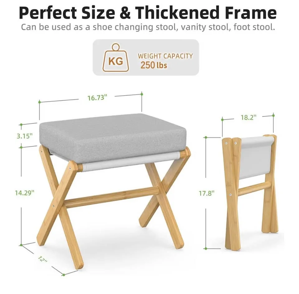 Foldable Ottoman Vanity Chair Stool image indicator(4)