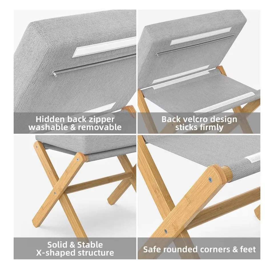 Foldable Ottoman Vanity Chair Stool image indicator(5)