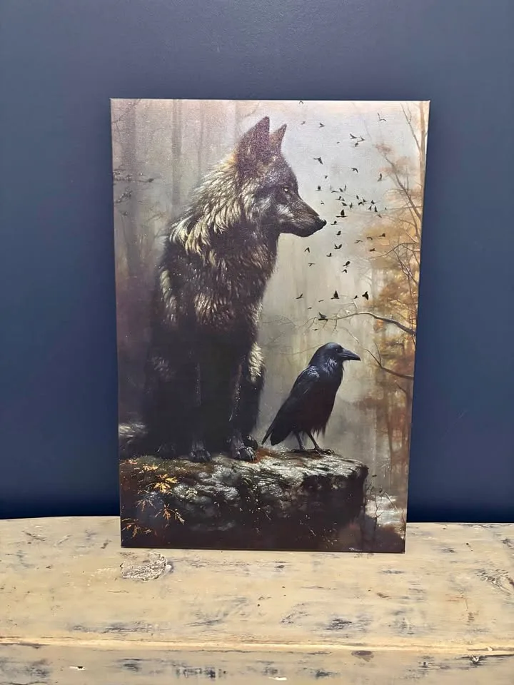 Wolf & Raven Canvas Wall Art-Ready To Hang thumbnail