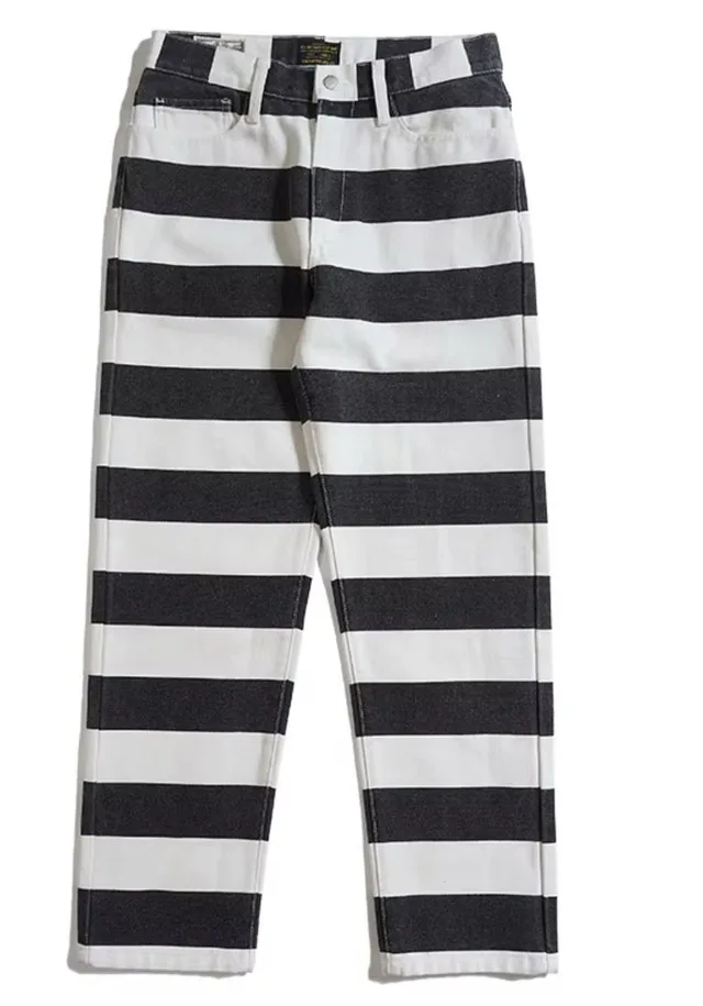 OKONKWO Striped Denim Pants-Size M thumbnail