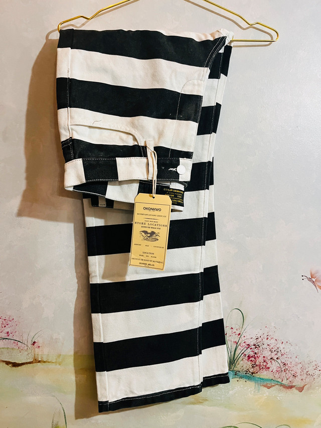 OKONKWO Striped Denim Pants-Size M - photo 2