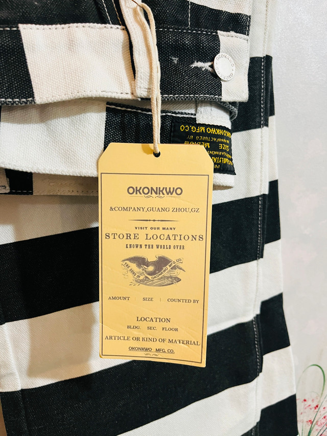 OKONKWO Striped Denim Pants-Size M - photo 3