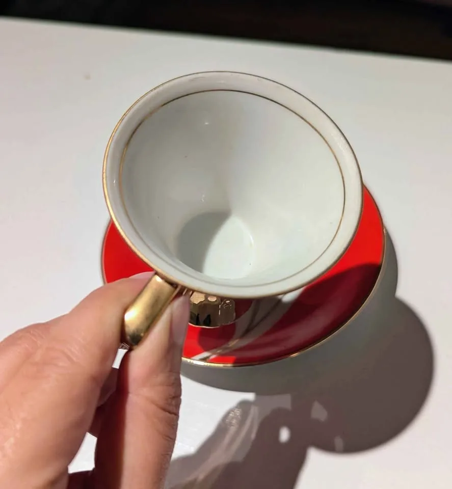 Vintage 1950s Red & Gold Japanese Demitasse Cup image indicator(8)