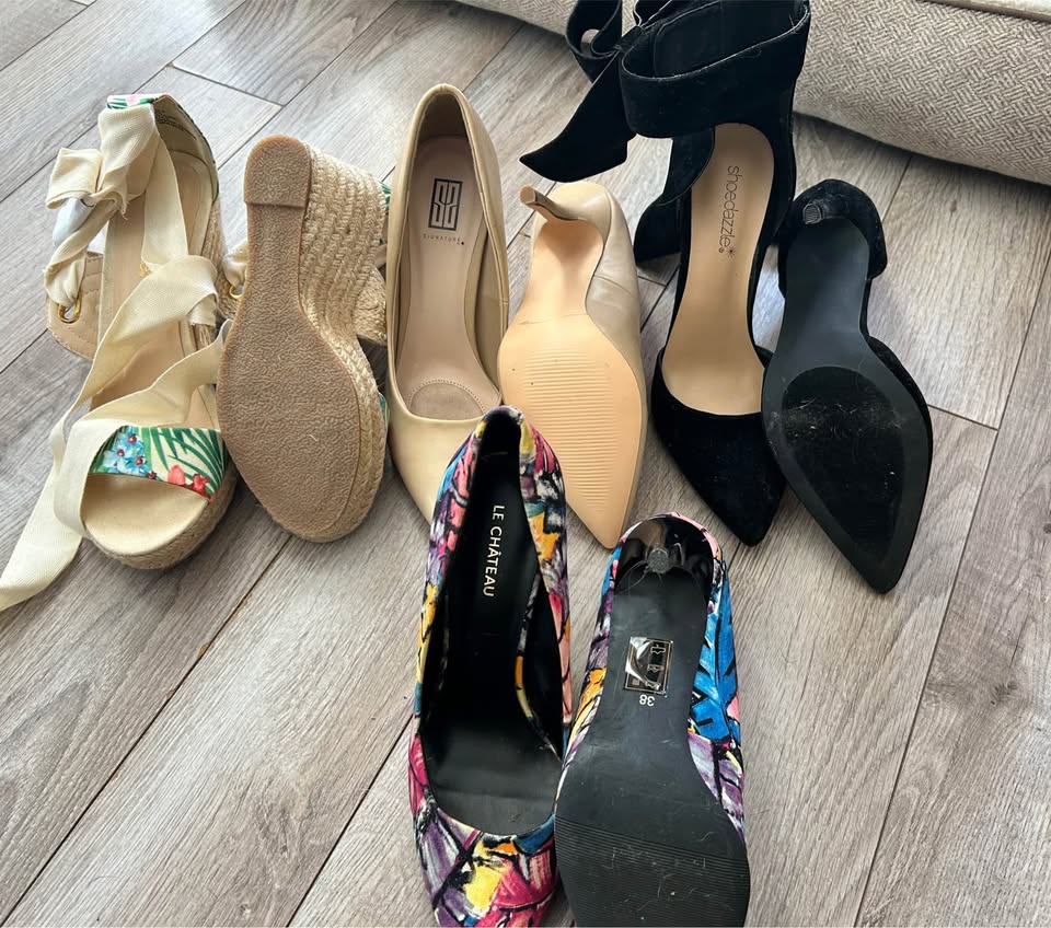 4 pairs of size 8 heels, gently used indoors, espadrille - photo 2