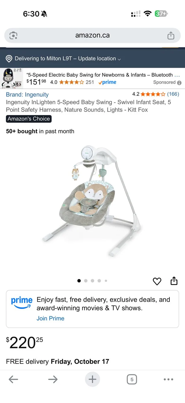 Ingenuity InLighten 5-Speed Baby Swing image indicator(3)