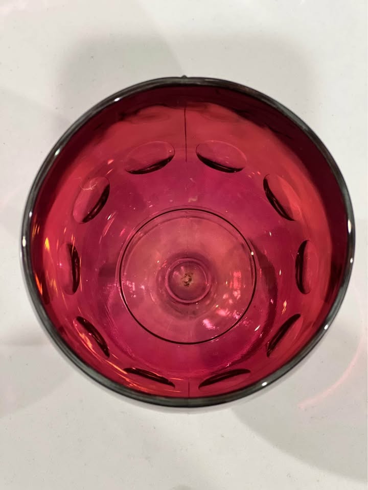 Vintage Bartlett Collins cranberry red thumbprint goblet - photo 2