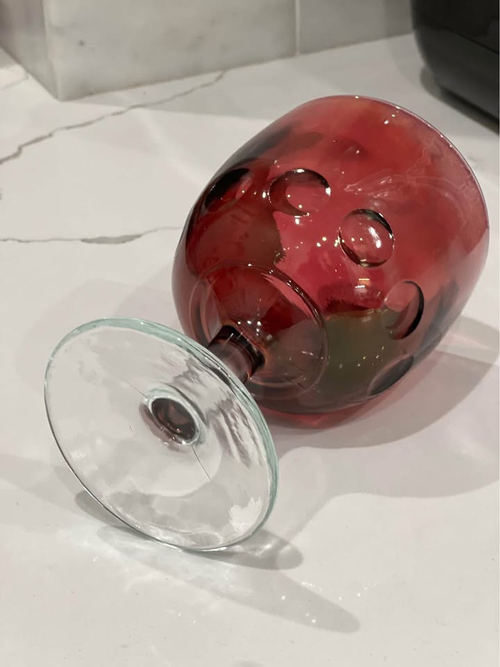 Vintage Bartlett Collins cranberry red thumbprint goblet - photo 3