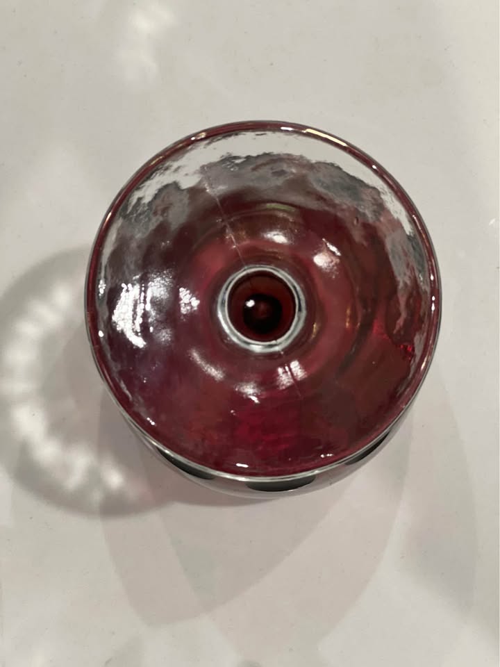 Vintage Bartlett Collins cranberry red thumbprint goblet - photo 5