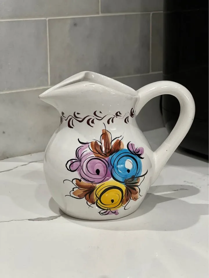 Vintage Alcobaca Portugal Floral Pitcher image indicator(2)