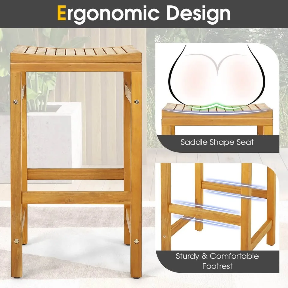 Acacia Wood Bar Table Set 45" Rectangular Dining Table image indicator(5)