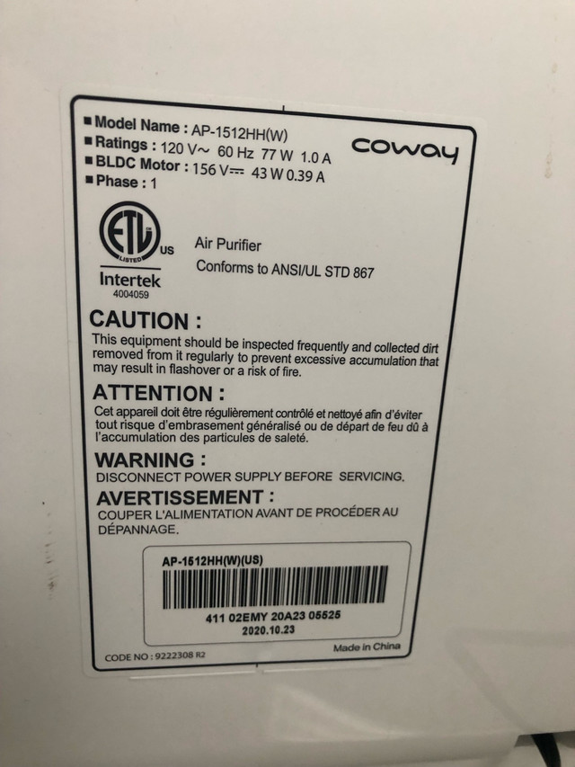 Coway Airmega 200M Air Purifier with two new filters - photo 3