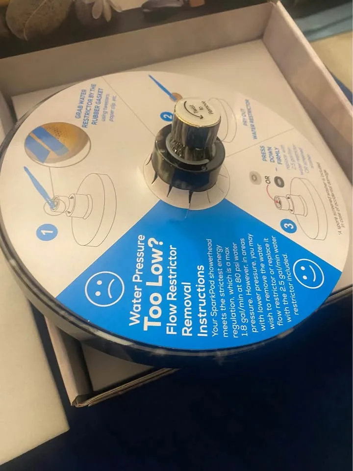 8 Inch Round Marble Pattern High Pressure Shower Head image indicator(2)