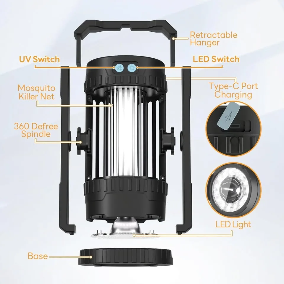 🔌 Bug Zapper Outdoor – 4000mAh Rechargeable Mosquito Killer Lamp image indicator(4)