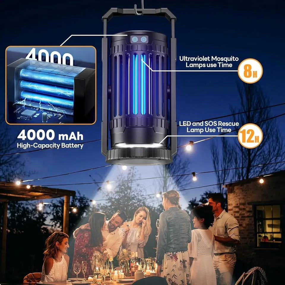 🔌 Bug Zapper Outdoor – 4000mAh Rechargeable Mosquito Killer Lamp image indicator(7)