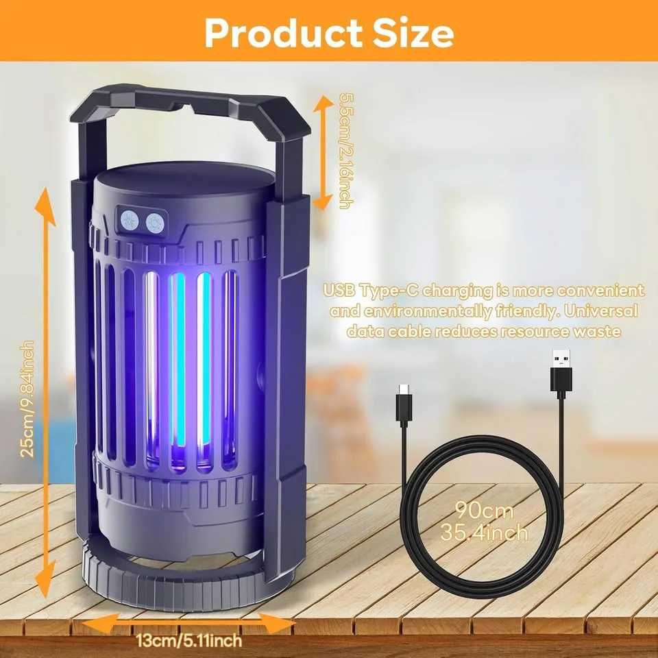 🔌 Bug Zapper Outdoor – 4000mAh Rechargeable Mosquito Killer Lamp image indicator(8)