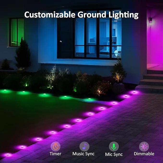 50FT Outdoor Ground Lights, Smart RGB Pathway Lights image indicator(2)