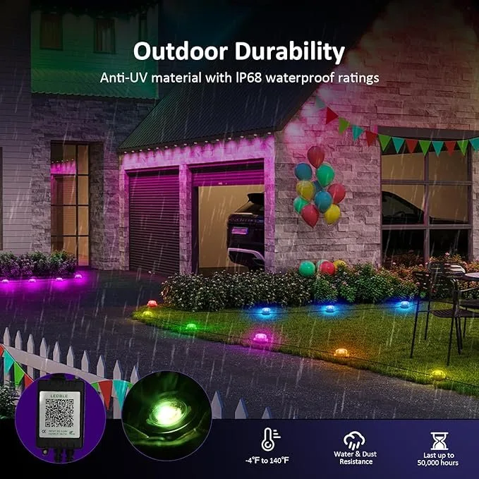 50FT Outdoor Ground Lights, Smart RGB Pathway Lights image indicator(3)