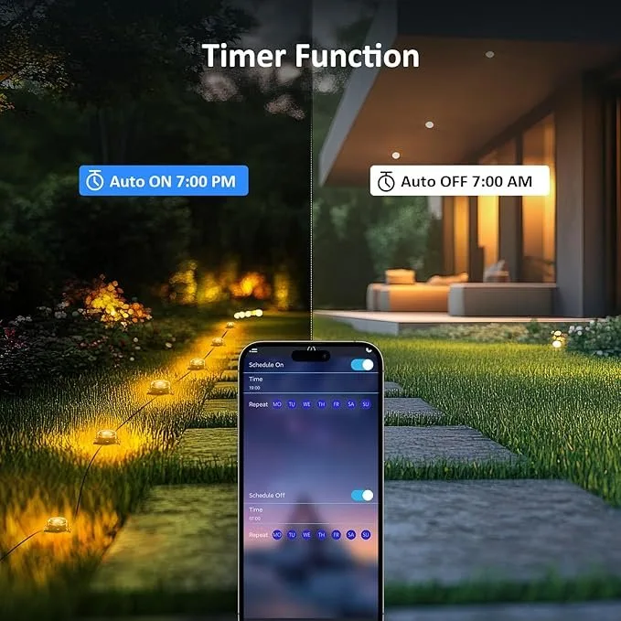 50FT Outdoor Ground Lights, Smart RGB Pathway Lights image indicator(4)