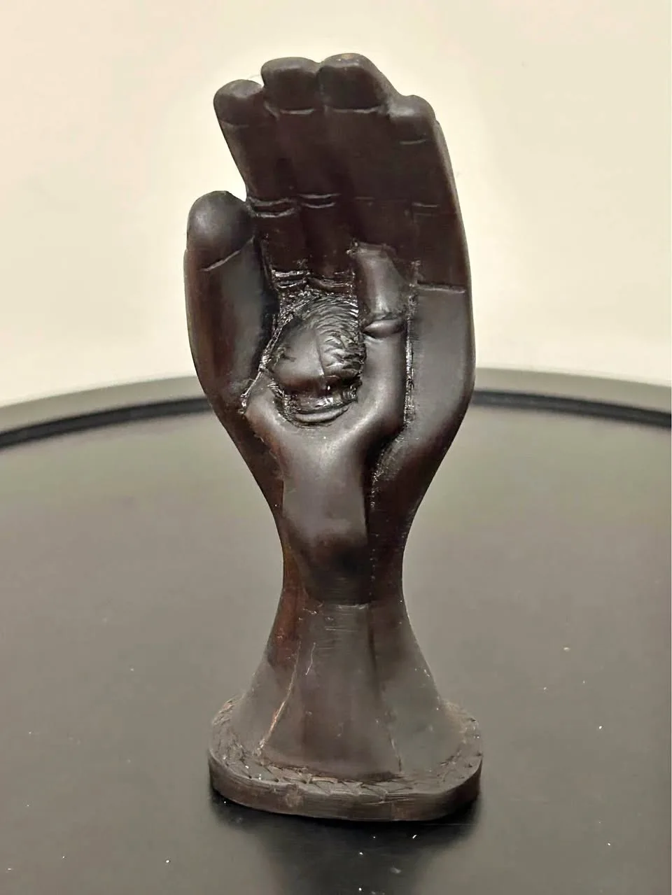 Vintage Hand-Carved Wooden Sculpture – Mother’s Hand 5” thumbnail