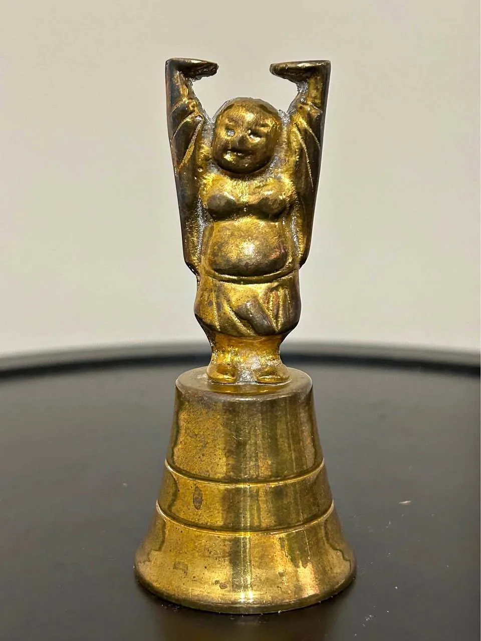 Vintage Brass Laughing Buddha Bell 4” thumbnail