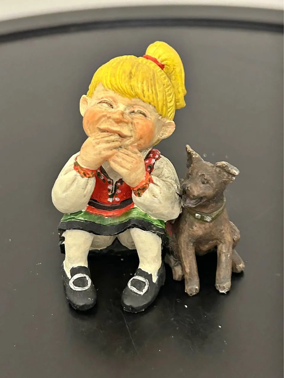 Vintage Candee Design Norway Figurine - Girl with Dog thumbnail