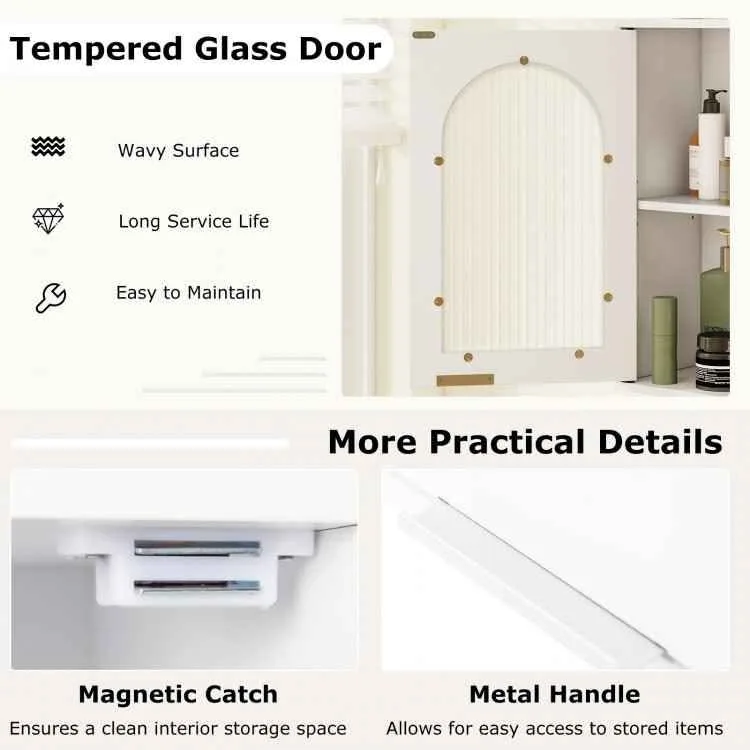 Bathroom Wall Cabinet with Tempered Glass Door – Brand New image indicator(8)
