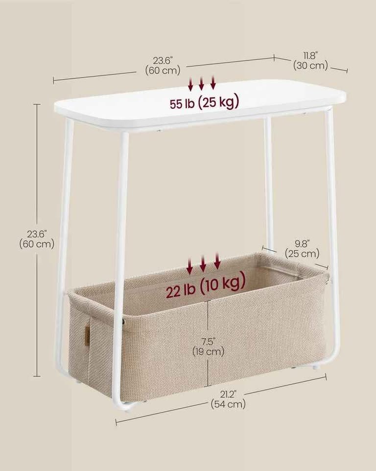 VASAGLE Side Table with Fabric Basket – Brand New - photo 4