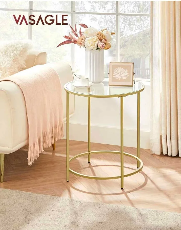 VASAGLE Round Glass Side Table – Brand New image indicator(6)