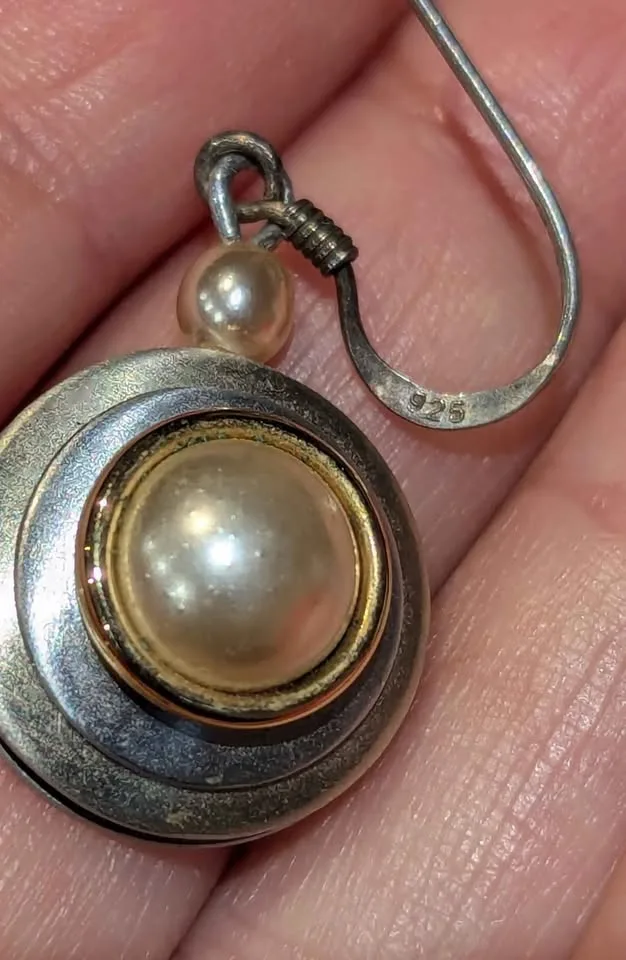 ✨ Sterling Silver & Gold Modernist Earrings (Signed) image indicator(2)