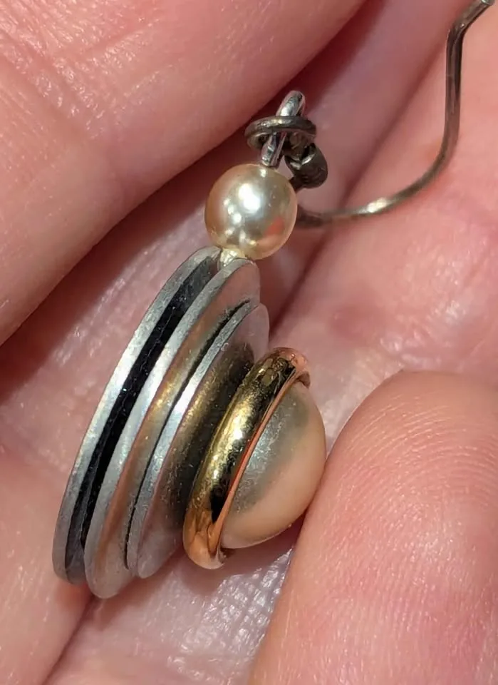 ✨ Sterling Silver & Gold Modernist Earrings (Signed) image indicator(3)