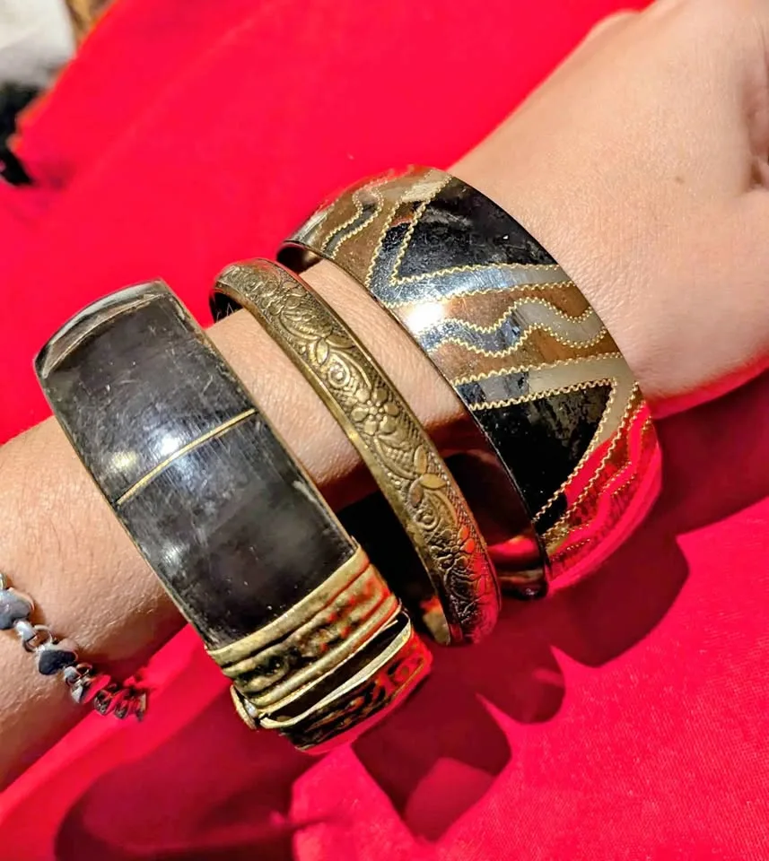 ✨ Vintage Boho Brass & Bone Bangle Set of 3 thumbnail