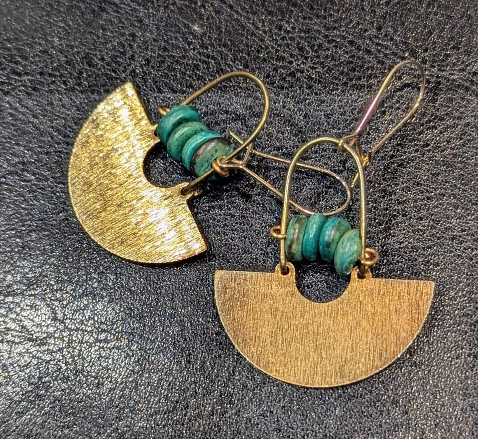 ✨ 14k Boho Turquoise & Gold Earrings image indicator(5)