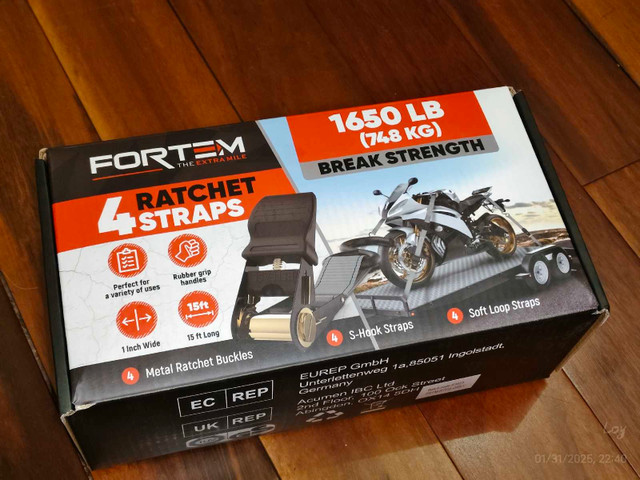 Fortem Ratchet Straps 1650lb Complete Set of 4 - photo 2