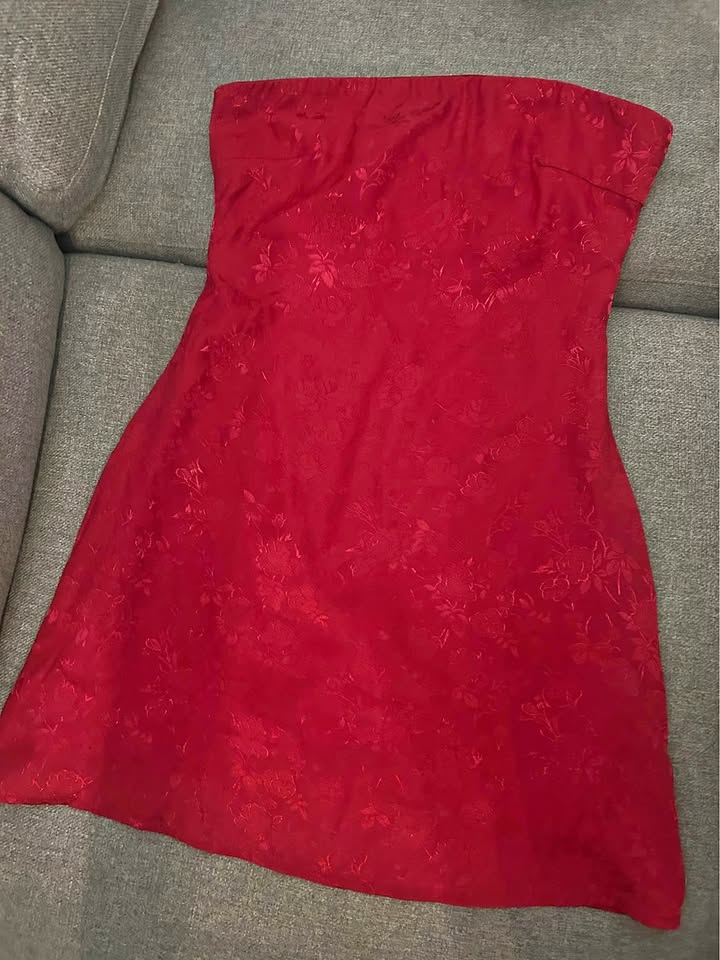 Princess Polly Burgundy Strapless Mini Dress - Size 4
