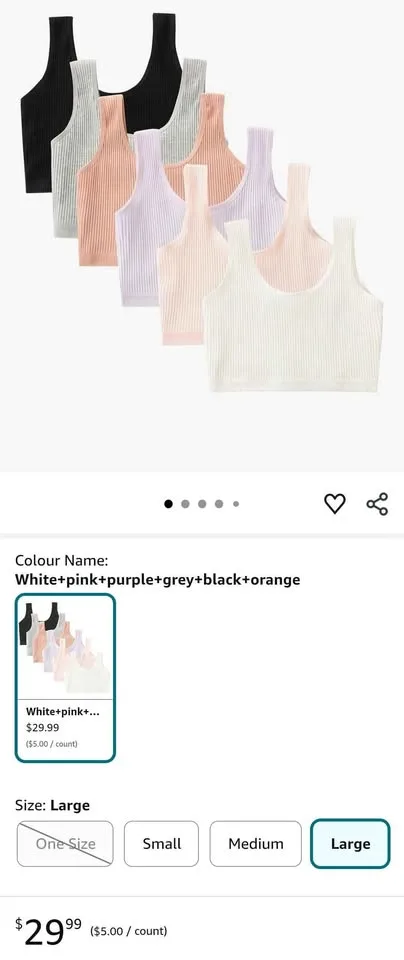 👧 5-Pack Girls’ Training Bras / Ribbed Tank Tops – Only $10! 💖 image indicator(2)