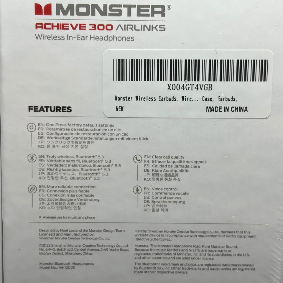 NEW - Monster Achieve 300 AirLinks Bluetooth Earbuds - photo 2