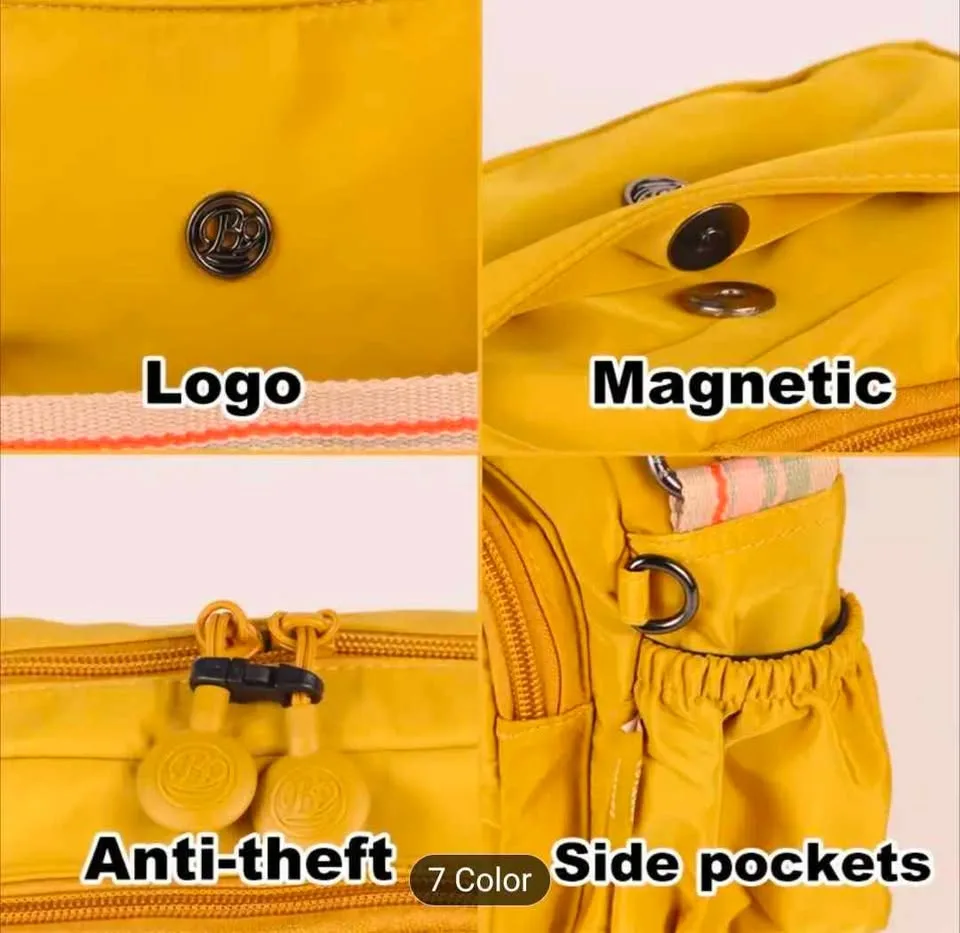 Brand new light weight nylon crossbody bag with multiple zips image indicator(5)