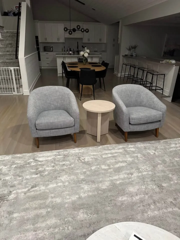 West Elm Jonah Chairs - Shelter Blue, Pecan Legs (2) image indicator(2)