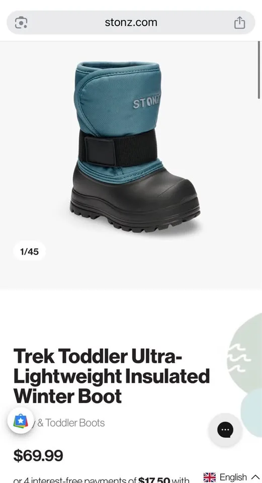 Stonz winter boots toddler size 9 image indicator(4)