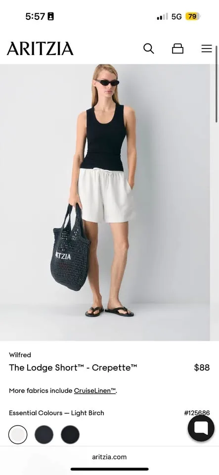 Aritzia Lodge Shorts Crepette Size XS, 2XS NWT
