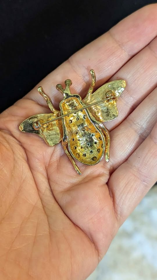 🪲 Vintage Jeweled Beetle Brooch - photo 2