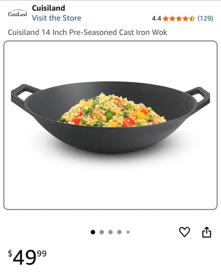 Cuisiland 14 inches heavy Iron Wok image indicator(3)