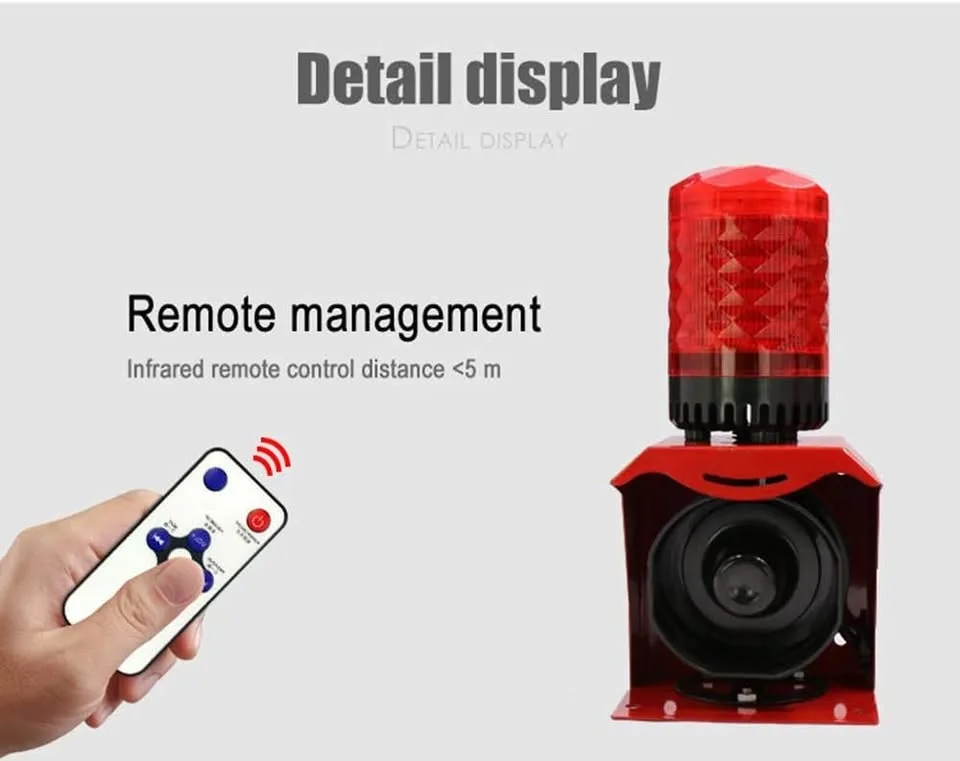 AC 110V Alarm Siren with Flashing Light & Remote | 120dB Loud image indicator(3)