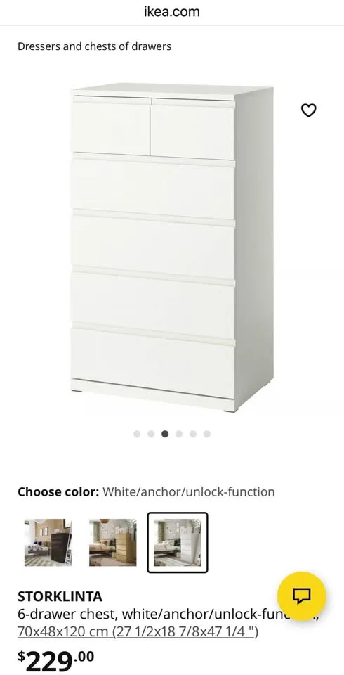 IKEA 6-Drawer Dresser (White) image indicator(2)