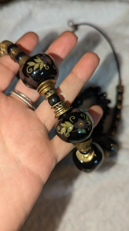 🖤 Vintage Black & Brass Boho Necklace + Bracelet Set image indicator(2)