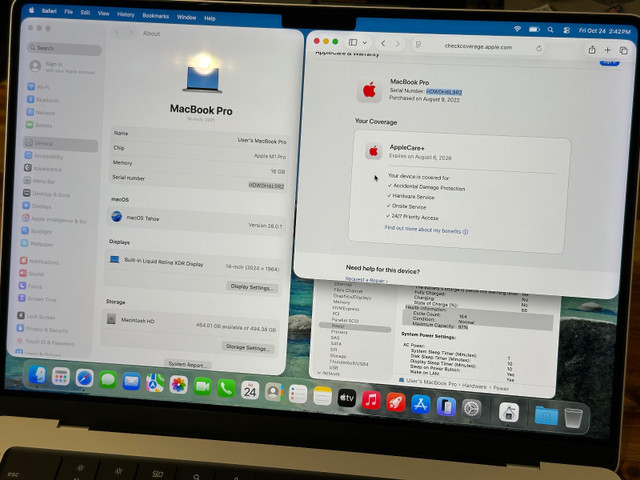 MINT Apple 14in Macbook Pro M1P/16G/512G AppleCare until Mid2026 - photo 2