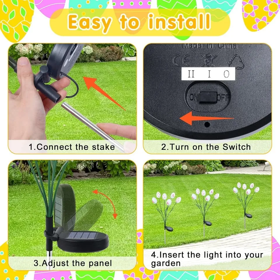 Outdoor Solar Easter Egg Garden Lights image indicator(4)