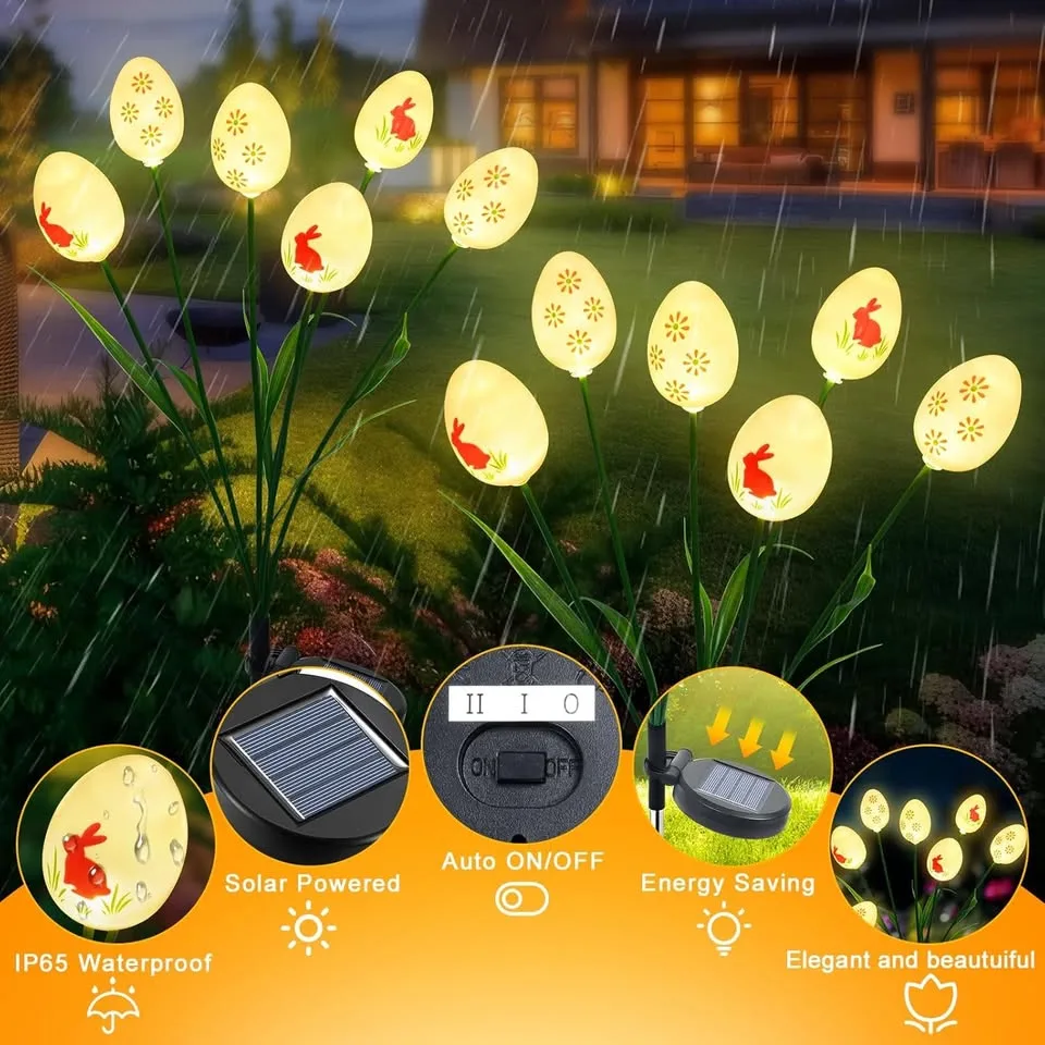 Outdoor Solar Easter Egg Garden Lights image indicator(6)